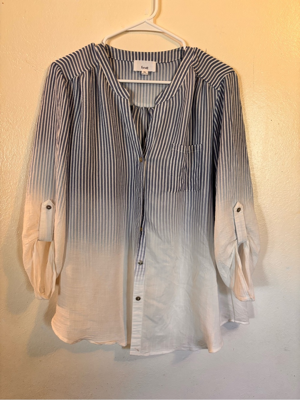 Fyve Blue Ombre Stripe Button-Down Blouse